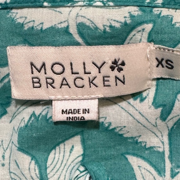 🌻 Molly Bracken Turquoise Balloon Sleeved Babydoll Blouse size XS - Picture 9 of 11